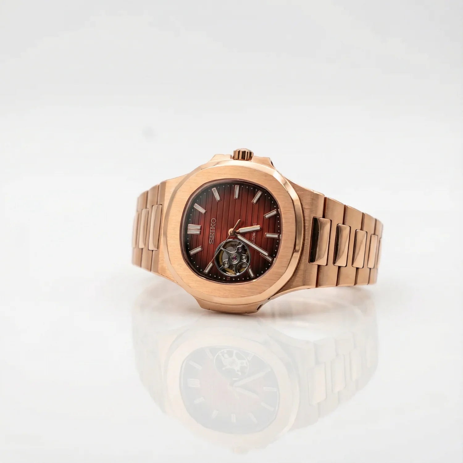 Nautiko - Rose Gold Chocolate Open Movement