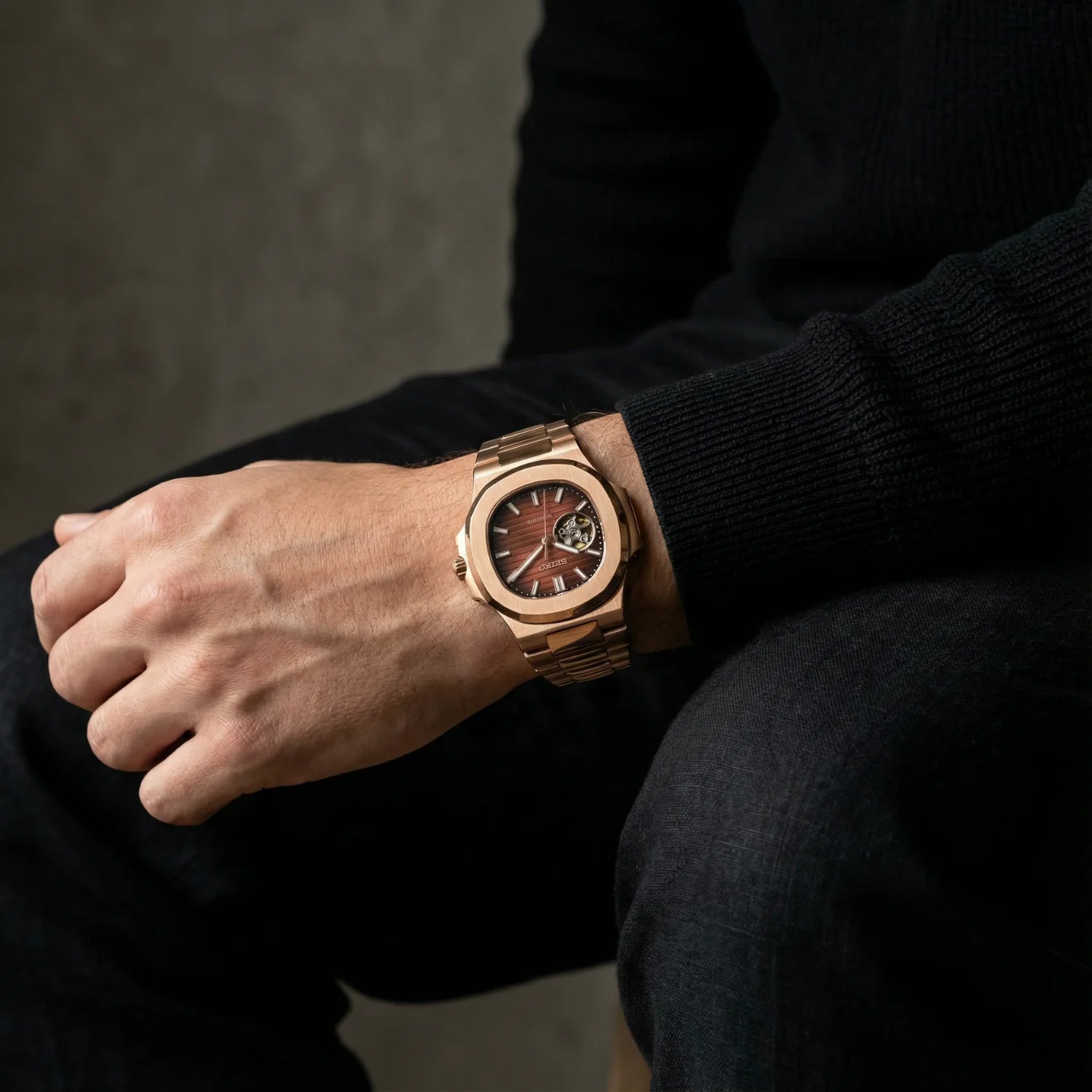 Nautiko - Rose Gold Chocolate Open Movement