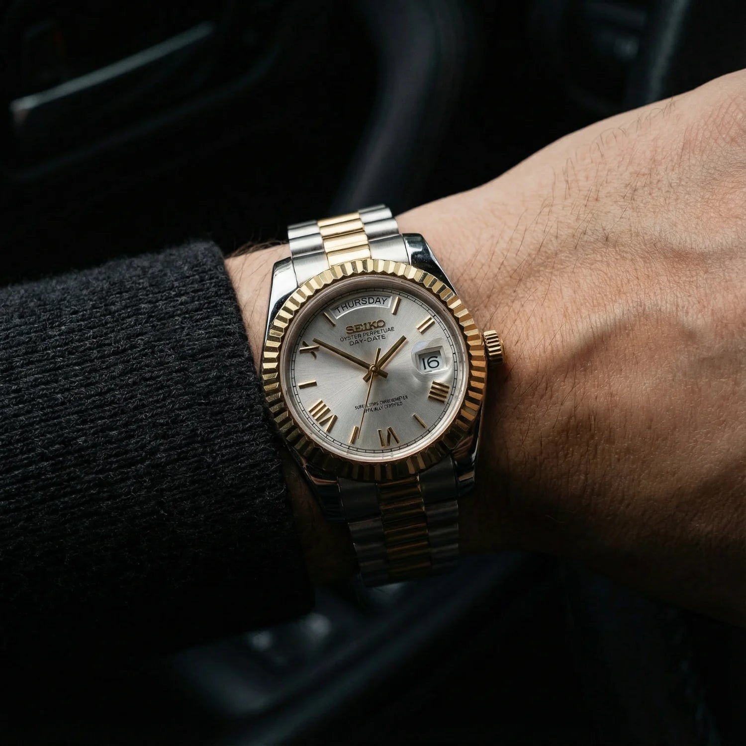 SeikoDate - Roman Silver Gold